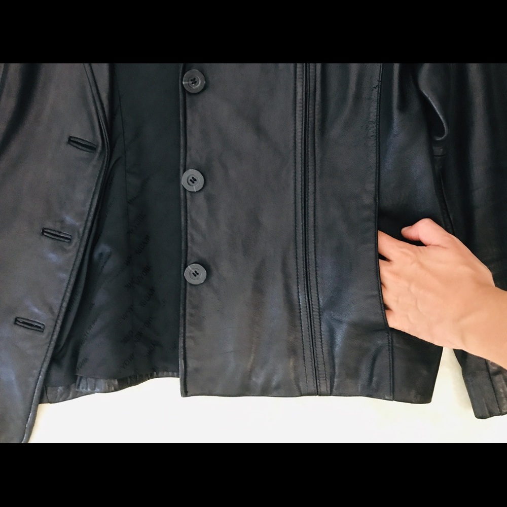 Genuine leather blazer, womans